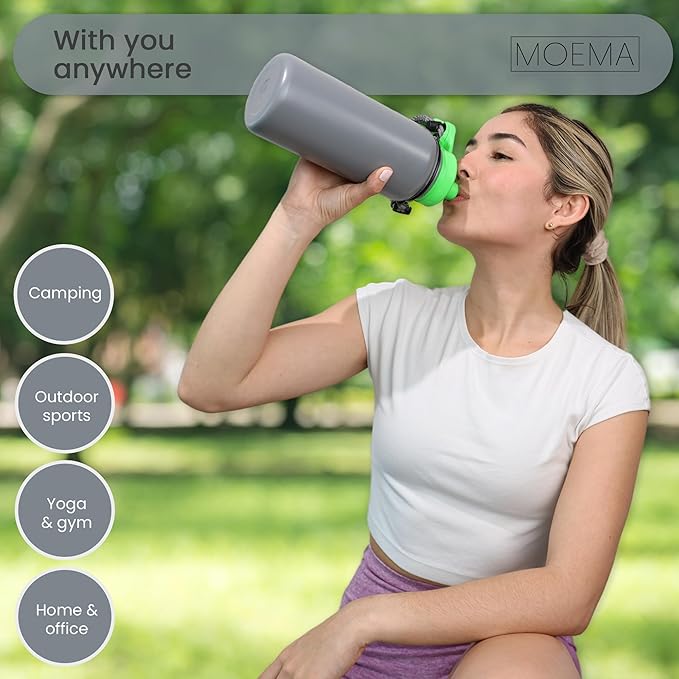 32oz Insulated Water Bottle with Paracord Handle and Straw, Stainless Steel Cup with 2 Lids & Straw, BPA-Free, Thermo Bottle Double Wall Vacuum Insulation, for Gym, Sports (Graphite)