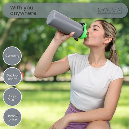 32oz Insulated Water Bottle with Paracord Handle and Straw, Stainless Steel Cup with 2 Lids & Straw, BPA-Free, Thermo Bottle Double Wall Vacuum Insulation, for Gym, Sports (Graphite)