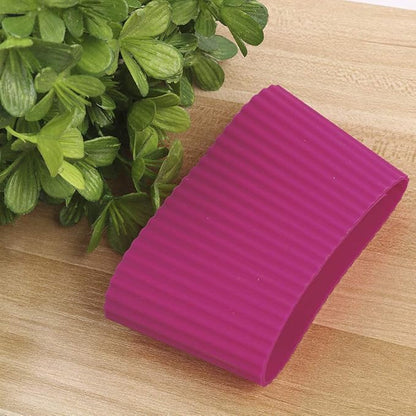 uxcell Silicone Nonslip Glass Bottle Mug Cup Sleeve Protector Cover Fuchsia