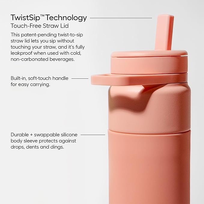 BrüMate Rotera 25 oz Stainless Steel Water Bottle with Touch Free Straw and Carry Handle | 100% Leakproof Insulated Water Bottle | Cup Holder Friendly Base | (Mocha)