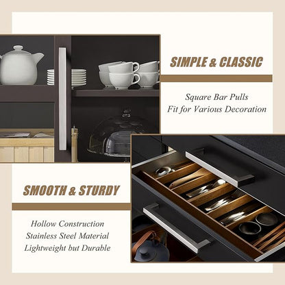 Probrico Stainless Steel Modern Kitchen Cupboard Handles 5 Inch Holes Centers Cabinet Drawer Pulls Brushed Nickel 5.5 Inch Total Length 10 Pack