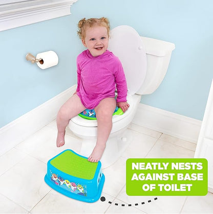 PinkFong Baby Shark Bathroom Step Stool for Kids Using The Toilet and Sink - Kids Step Stool, Potty Training, Non-Slip, Bathroom, Kitchen, Lightweight