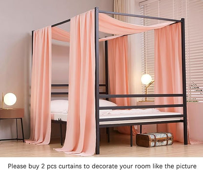 Akiky Montessori Floor Bed Canopy Curtains Linen Canopy for Kids House Bed Canopy Scarf for Toddler Adult Bed Frame Canopy Panel Nursery Room Decor (Twin,Pink)