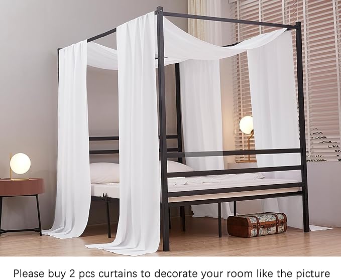 Akiky Linen Canopy Bed Curtains for Kid House Bed Montessori Canopy for Nursery Bed Canopy for Kids Child Toddler Adult Room Decoration(Twin,White)