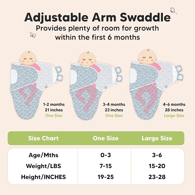 3-Pack Organic Baby Swaddle Sleep Sacks - Newborn Swaddle Sack, Ergonomic Baby Swaddles 0-3 Months, Swaddles for Newborns, Baby Sleep Sack, Baby Swaddle Blanket Wrap, Baby Essentials (Excavation)