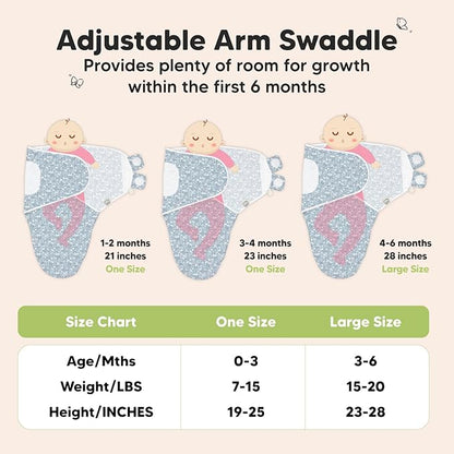 3-Pack Organic Baby Swaddle Sleep Sacks - Newborn Swaddle Sack, Ergonomic Baby Swaddles 0-3 Months, Swaddles for Newborns, Baby Sleep Sack, Baby Swaddle Blanket Wrap, Baby Essentials (Excavation)