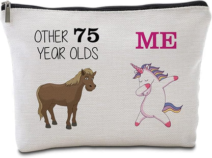 75th Birthday Gifts Women Travel Makeup Bag Funny Unicorn Gift Bag Other 75 Year Old Me Unicorn Best 75 Birthday Decorations for Her 75th Birthday Gift Ideas