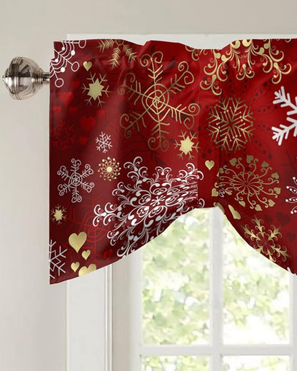 Christmas Blackout Tie Up Valance Curtains for Kitchen Windows Snowflake Pattern Window Toppers Balloon Shades for Living Room/Bathroom/Bedroom,1 Panel,54" X 18" Gold White