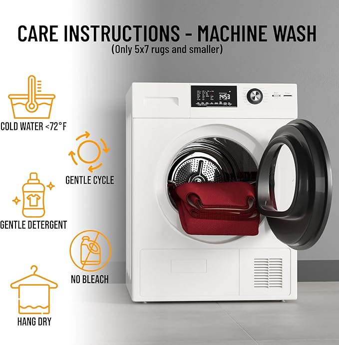 Machine Washable Modern Solid Design Non-Slip Rubberback 3x10 Traditional Runner Rug for Hallway, Kitchen, Bedroom, Living Room, 2'7" x 9'10", Red