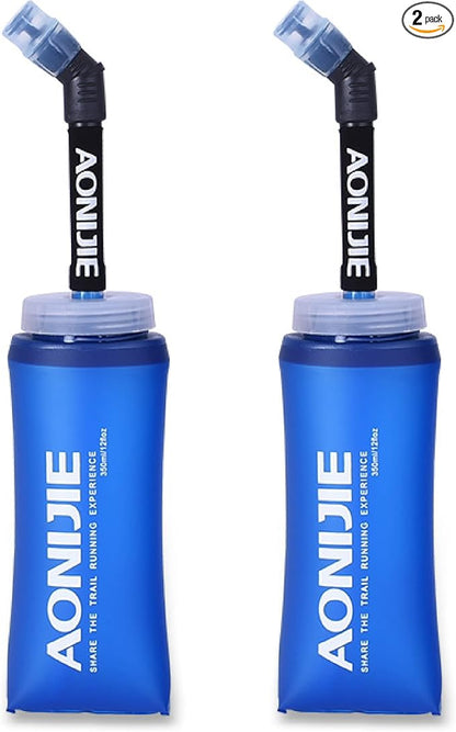 Azarxis Hydration Soft Flask 350ml 600 ml Running Water Bottle 2 Pack for Running Hiking Cycling (350ml - 2 Pack)