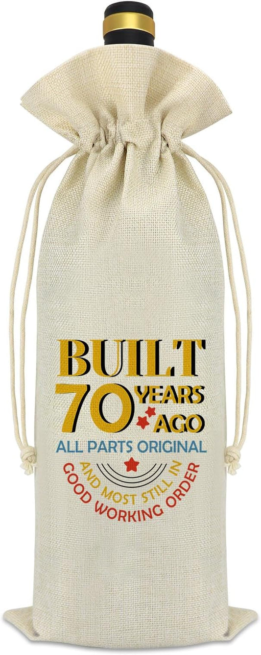 70th Birthday Gifts for Grandma Grandpa Wine Bag 70 Year Old Birthday Gift for Dad Mom 70th Anniversary Wedding Gift for Husband Wife Turning 70 Present for Women Men Decorations Wine Bottle Bag