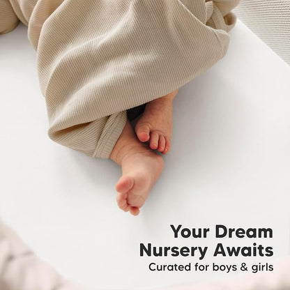 2-Pack Organic Bassinet Sheets for Girls, Boys - 100% Cotton Bassinet Mattress Sheets Compatible with Halo Bassinest Swivel Sleeper, Graco, Baby Delight, Chicco, Fitted Bassinet Sheets (Soft White)