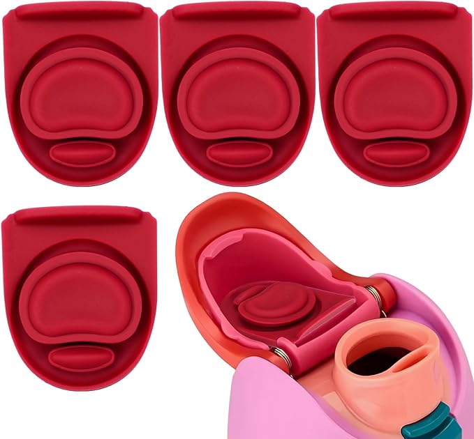 4Pcs Replacement Stopper for Owala Free Sip 24oz 32oz, Water Bottle Cap Mouth Seal Gaskets, Silicone Owala Replacement Lid Stopper, Owala Water Bottle 19oz 40oz Accessories,Burgundy