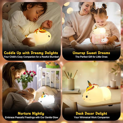 Cute Unicorn Night Light for Kids, 12+1 Color Changing Lamp 6 Level Dimmable Nightlight for Baby Room Decor and Toddler Night Light, Soft Cute Lamp, Kawaii Gifts for Kids Girls Boys Baby Children