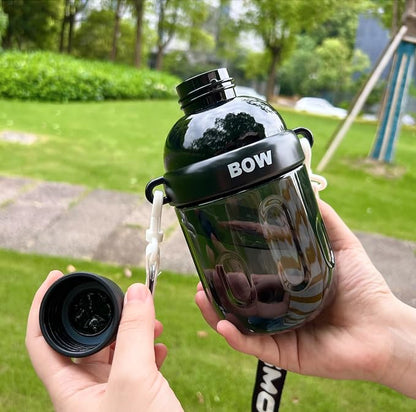 Black Leak-Proof Water Bottle with Flip Top Reusable Plastic Drinking Bottle for School, Gym and Workout (Classic)