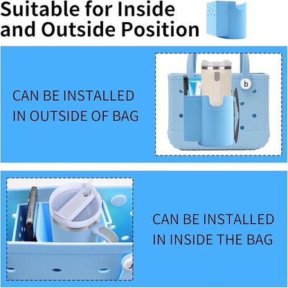 Bogg Bag Cup Holder and Phone Holder, Silicone Bogg Bag Accessories Compatible with All Bogg Bags & Simply Southern Totes, Bogg Bag Organizer for Stanley Cup/Sunglasses/Wallet(Blue)