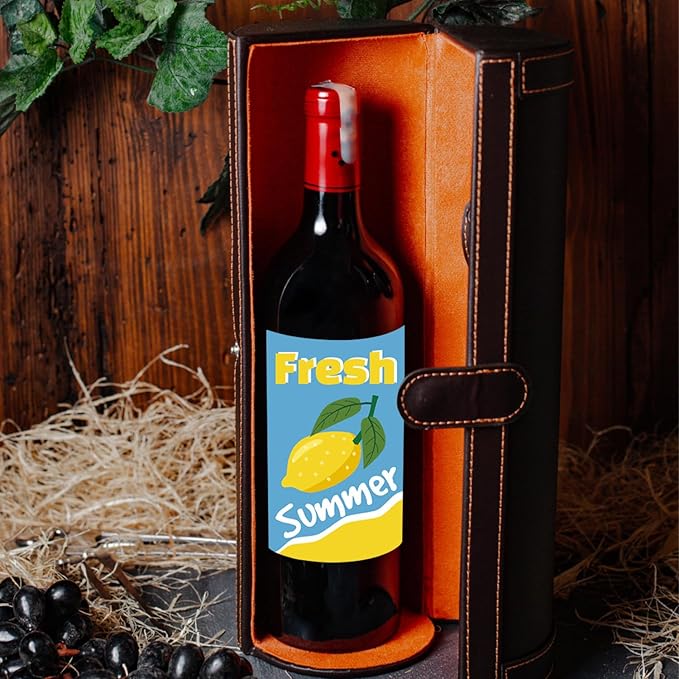 8 Pieces Tropical Summer Wine Bottle Labels Flamingo Pineapple Wine Bottle Stickers Pink Yellow Green Hawaii Wine Bottle Cover Decorations for Summer Beach Carnival Party Supplies