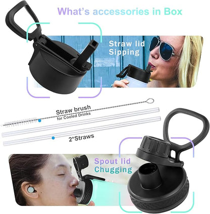 32 OZ Water Bottle, Sports Water Bottle with Straw Lid, Vacuum-Insulated Stainless-Steel, Double-walled Metal Thermos Water Bottle (Indigo black, 32 oz)