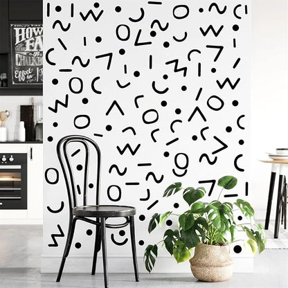 Black Line Wall Decals Vinyl Lines Wall Decals Peel and Stick Wall Stickers Vintage Abstract Geometric Wall Decals Modern Wall Stickers for Bedroom Living Room Decor