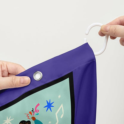 AILONEN Graffiti Music Shower Curtain,Happy Girls Music Art Bath Curtain Minimalist Bathroom Curtain 36" W*72" H Polyester Waterproof Bathroom Curtain with 12 Hooks