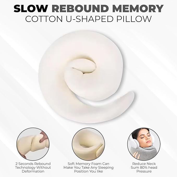 Airplane Travel Neck Pillow, Memory Foam Airplane Travel Pillow, 360 Degree Comfort and Breathability, Washable Modal Cover.Travel Neck Pillow for Airplane, Neck Pillow Airplane (Black)