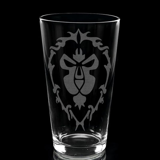 ALLIANCE WARCRAFT Engraved Pint Glass | Inspired by Warcraft | Great Gamer Gift Idea!