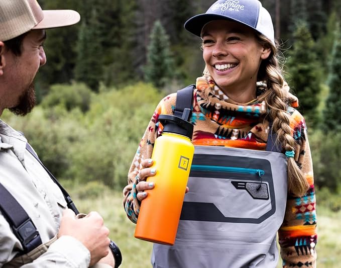 IRON °FLASK Sports Water Bottle - 40 Oz 3 Lids (Straw Lid), Leak Proof - Stainless Steel Gym & Sport Bottles for Men, Women & Kids - Double Walled, Insulated Thermos, Metal Canteen, Rusty Red