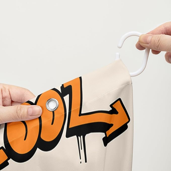 AILONEN Hip-Hop Skull Shower Curtains,Graffiti Music Bath Curtains,Printed Rock Curtains,Polyester Waterproof with 12 Hooks for Bathroom 72" W*96" H