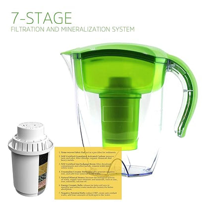 Alkaline Water Filter Pitcher, 3,5L Filter Kettle, High PH Alkaline Water Filter Pitcher, Unique Multi-Stage Filtration, BPA Free for Healthy, Clean & Toxin-Free Mineralized Water (Water Pitcher)