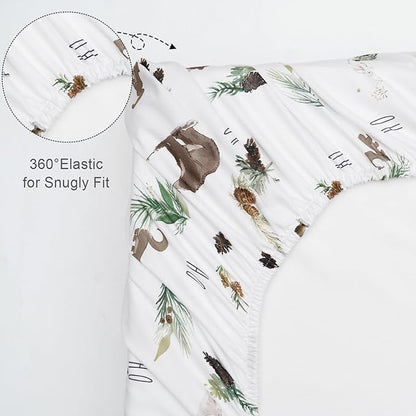 3 Pack Fitted Crib Sheets, Ultra Soft Breathable Comfortable Baby Sheet Set for Boys Girls Neutral, 28x52 Inch Fits Standard Crib and Toddler Mattresses, Woodland Animals