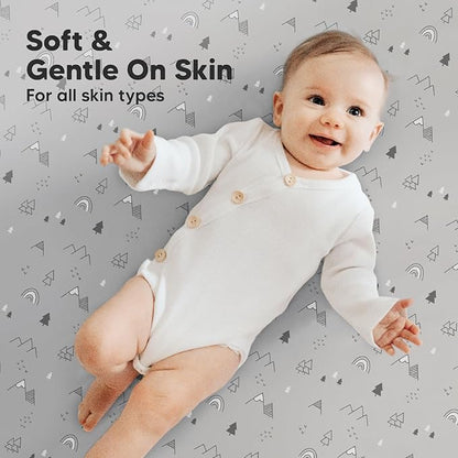 2-Pack Mini Crib Sheets Fitted, Pack and Play Sheets - Organic Cotton Pack N Play Sheets for Pack and Play Mattress, Playard Baby Crib Sheets, Jersey Crib Sheets Neutral for Boys, Girls (Woodland)