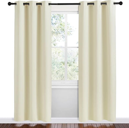 NICETOWN Kitchen Curtains for Decoration, Beige, 2 Panels, W42 x L78 inches, Thermal Insulated Grommet Room Darkening Draperies/Panels for Laundry