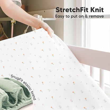 2-Pack Crib Sheets for Boys,Girls - Viscose Derived from Bamboo Fitted Crib Sheet, Organic Baby Crib Sheets, Crib Mattress Sheet,Toddler Bed Sheets,Baby Sheets for Crib Fitted Sheets(Wildflowers)
