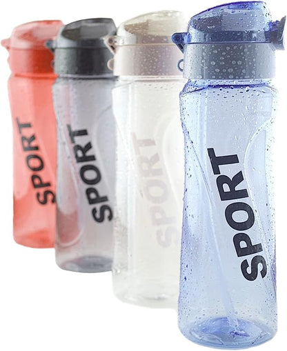 Sports water bottle with straw, easy to drink, easy to carry 22 Oz (Transparent)