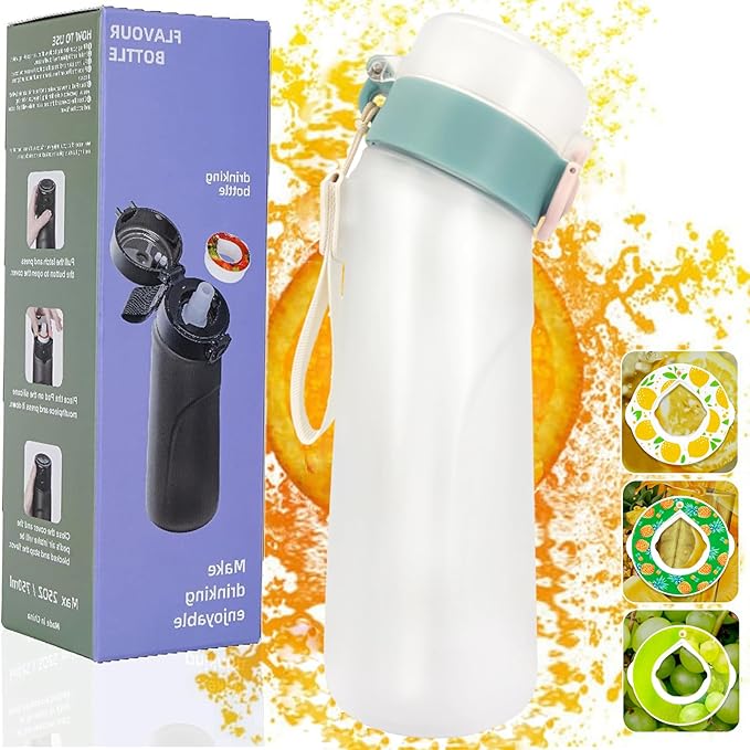 Air Water Bottle,750ML Scent Water Cup with 3 Flavour Pods,Leak Proof Sports Water Cup with Straw Suitable for Outdoor Sports,Gifts From Friends, Birthday Gifts (New White + 3pods)