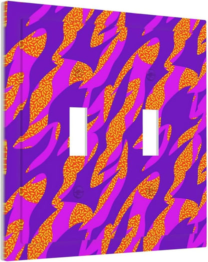 Neon Colors Colorful Double Toggle Light Switch Covers 2 Gang Wall Plate Dual Decorative Switchplate Electrical Faceplate for Bathroom Country Kitchen Bedroom Decor, 4.9" x 5"