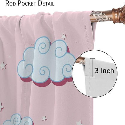 Unicorn Curtain for Kids Bedroom,Pink Cartoon Rainbow Darkening Curtains Decor Sliding Curtains Decorative Curtains for Girls Boys Baby Room,Living Room Decoration 42x54inch