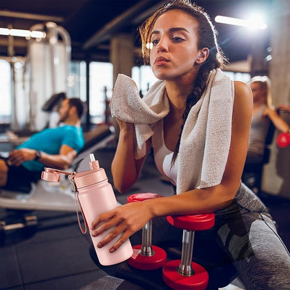 25 oz gym water bottle with straw, leak proof - men's/women's sports metal water bottle - double vacuum insulated stainless steel water bottle for gym, outdoors or traveling