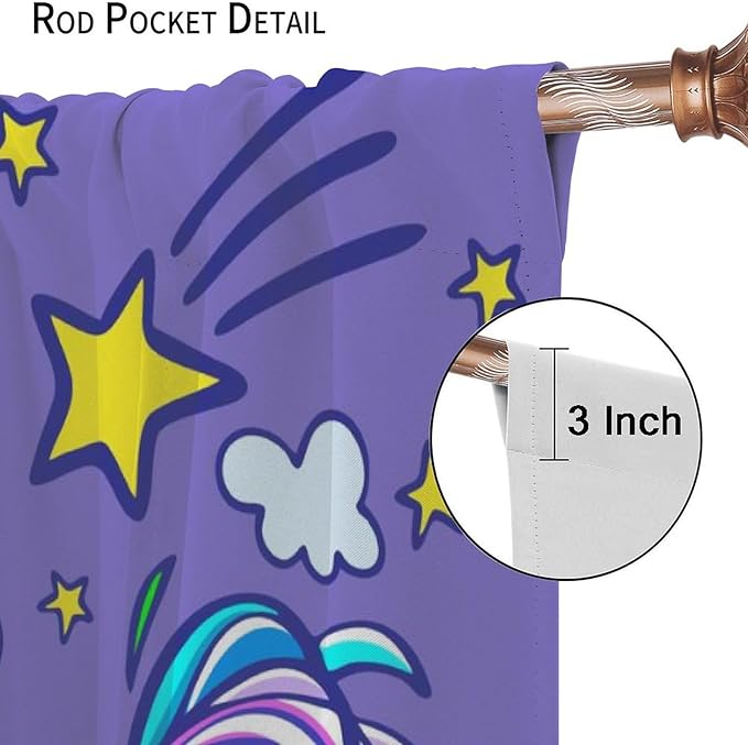 Kids Unicorn Curtains Purple Cartoon Rainbow Cartoon Room Blackout Curtains Boys Girls Baby Room Decor Curtains Living Room Decor 42x45 Inch 2 Panels