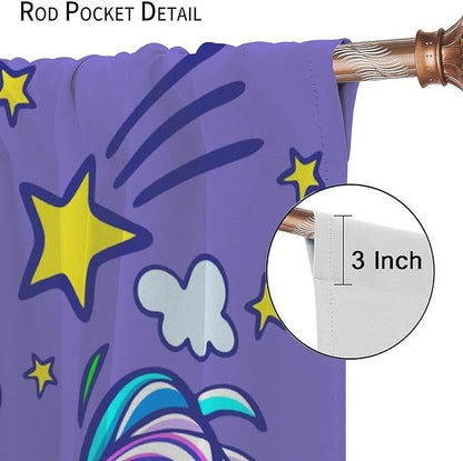 Kids Unicorn Curtains Purple Cartoon Rainbow Cartoon Room Blackout Curtains Boys Girls Baby Room Decor Curtains Living Room Decor 42x45 Inch 2 Panels