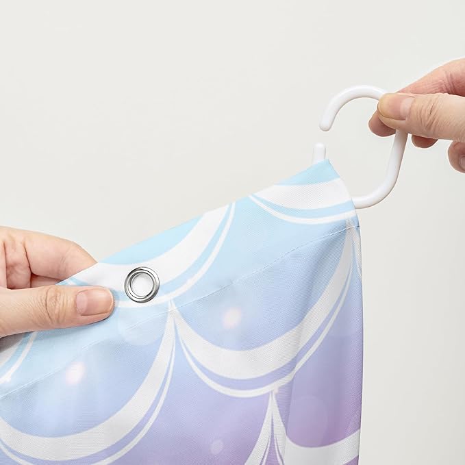 AILONEN Cute Dolphin Shower Curtain,Beautiful Sea World Theme Bath Curtain Cloth Fabric Bathroom 72" W*72" H Inch,12 Pack Hooks for Kids Child Cute Pink Dolphin Sea Animal Bathroom Curtain