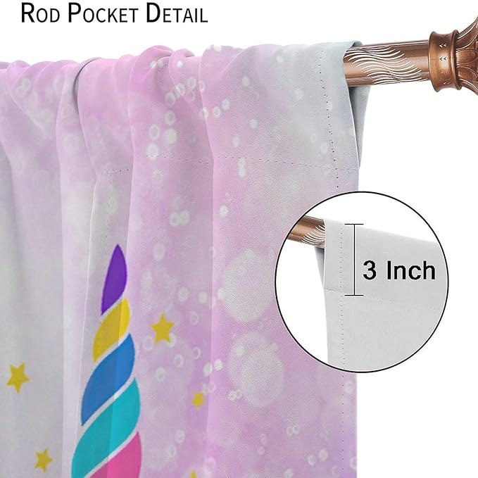 Kids Unicorn Curtains Kids Girls Boys Rainbow Unicorn Pattern Blackout Curtains Bedroom Curtains 55x63 Inches 2 Panels