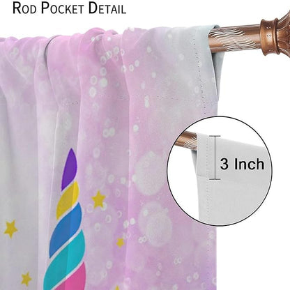 Kids Unicorn Curtains Kids Girls Boys Rainbow Unicorn Pattern Blackout Curtains Bedroom Curtains 55x63 Inches 2 Panels