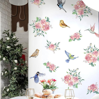 Bird & Floral Vinyl Wall Decals - 30" x 118" for Bedroom, Living Room, Nursery Décor