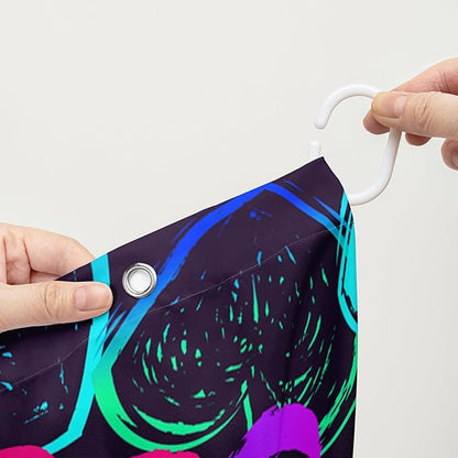 AILONEN Hearts Shower Curtain for Bathroom, Colorful Hearts Love Theme Bath Curtain for Kids Girls Women,Abstract Hearts Print Black Shower Curtain Waterproof with 12 Plastic Hooks, 72" W*78" H