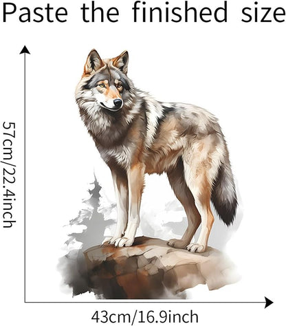 Waterproof Removable Vinyl PVC Wolf Safari Animal Wall Decal Wall Sticker for Nursery School Classroom Livingroom Bedroom Bathroom Decor Peel Stick Art Wallpaper Stickers,Room Decals