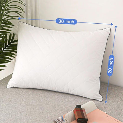 Airensky Goose Down Pillow, Bed Sleeping Hotel Collection Pillows Set of 2 King Size, 100% Organic Cotton Fabric, Breathable and Skin-Friendly for Back, Stomach or Side Sleepers (White, 20"x36")