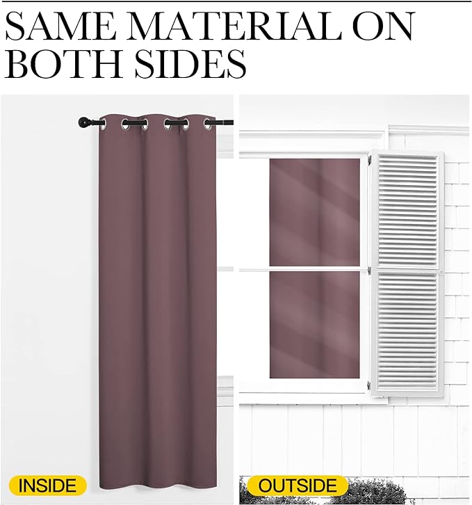 NICETOWN Dry Rose Room Darkening Curtains for Kitchen, Set of 2, 42 inches Wide by 50 inches Long, Window Treatment Thermal Insulated Solid Grommet Room Darkening Curtains/Drapes for Bedroom
