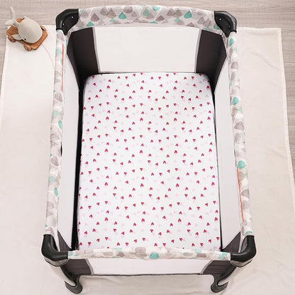 3 Pack Mini Crib Sheets, Premium Pack N Play Sheets for Boys Girls Neutral, Soft Breathable Baby Sheets Fit Pack N Play, Playard and Mini Crib Mattresses, Rainbow