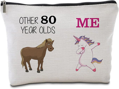 80th Birthday Gifts Women Travel Makeup Bag Funny Unicorn Gift Bag Other 80 Year Old Me Unicorn Best 80 Birthday Decorations for Her 80th Birthday Gift Ideas